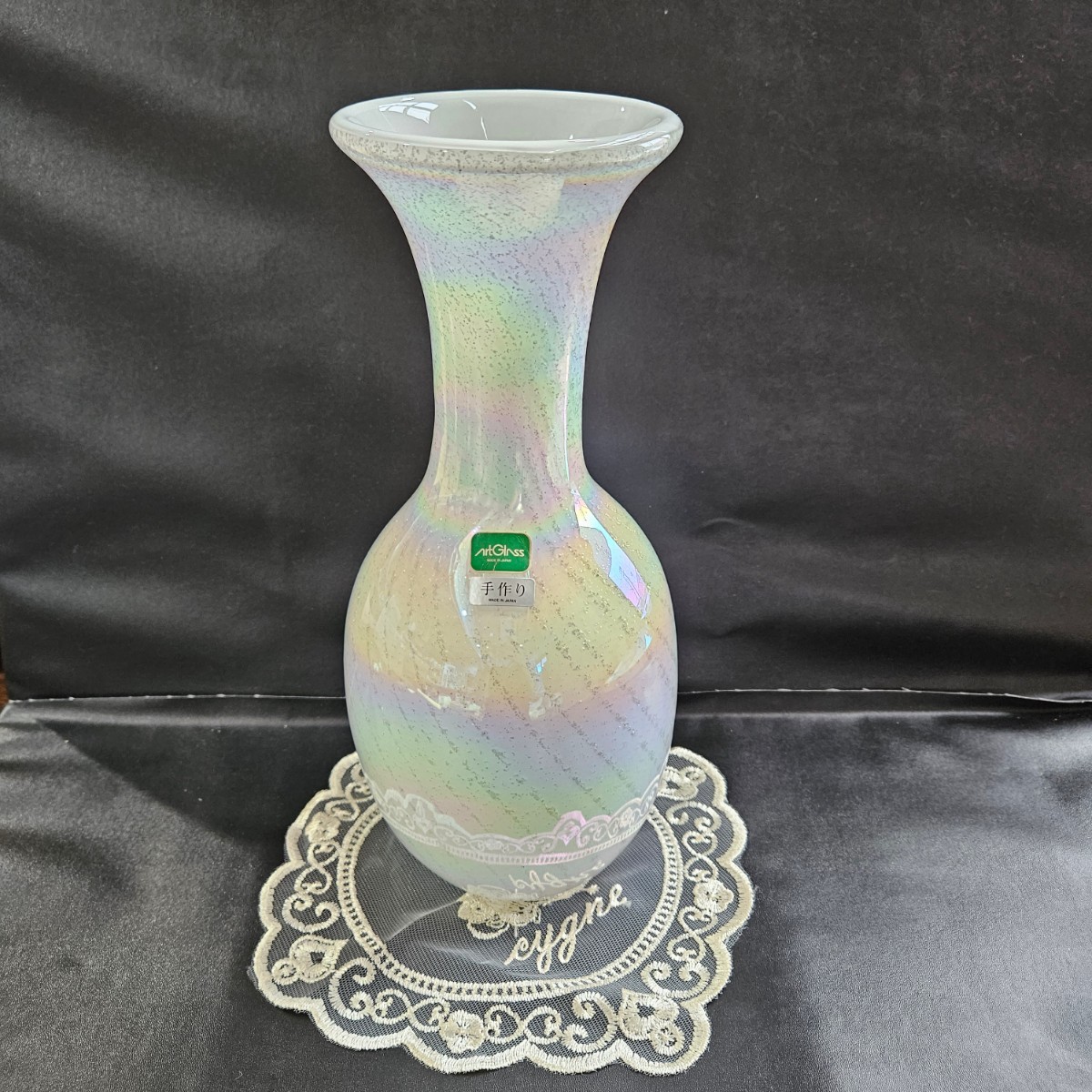 【美品】 花瓶 花器 ガラス花瓶 オーロラ 花入れ 手作り コレクション インテリア拍卖