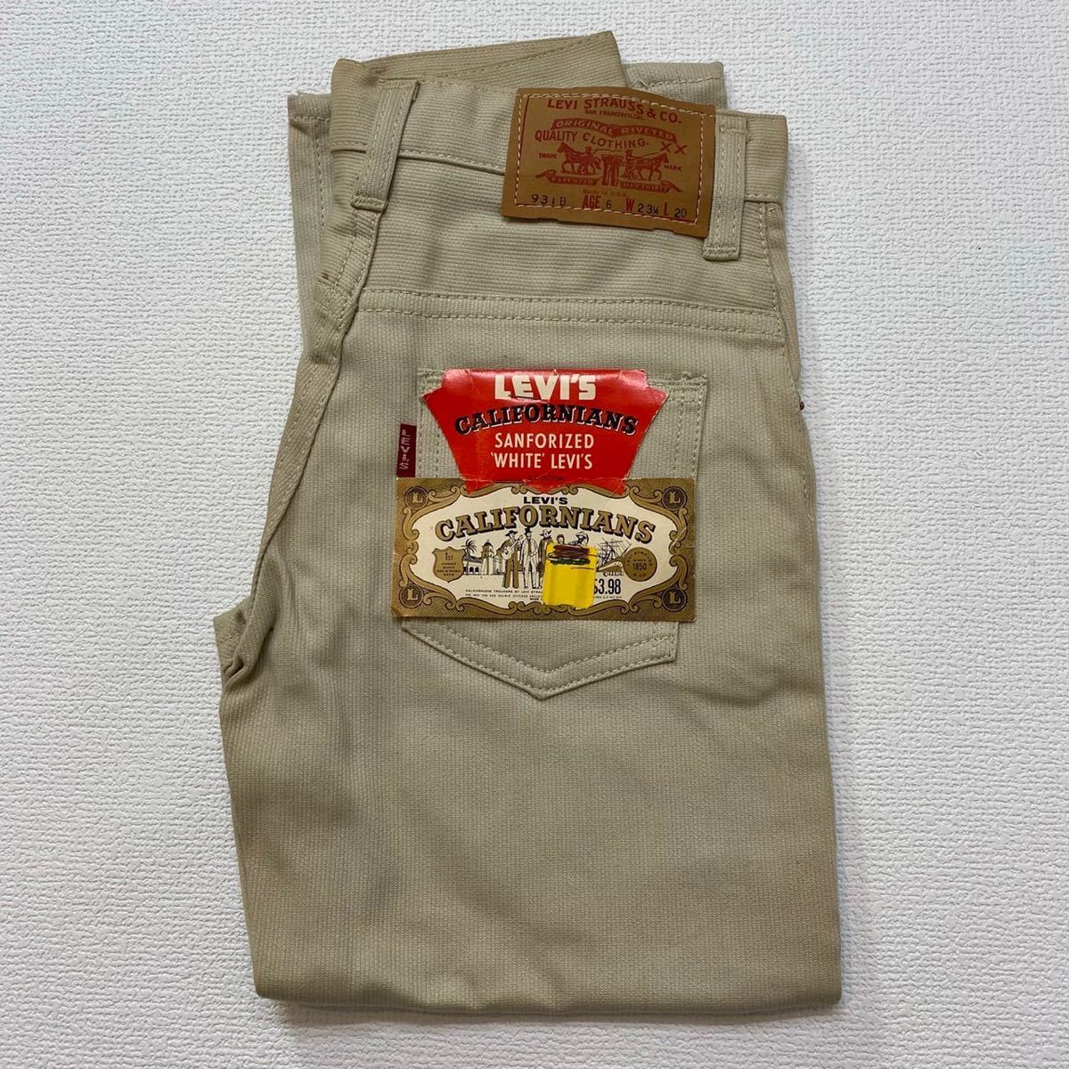 K66 希少 デッドストック 60 年代 アメリカ 製 Levi's 931B ピケ パンツ ホワイト ビンテージ キッズ AGE 6 リーバイス vintage 60s USA拍卖
