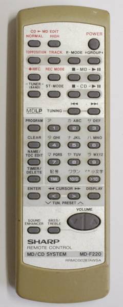JUNK ■SHARP■ オーディオ用リモコン MD-F220 RRMCG0287AWSA拍卖
