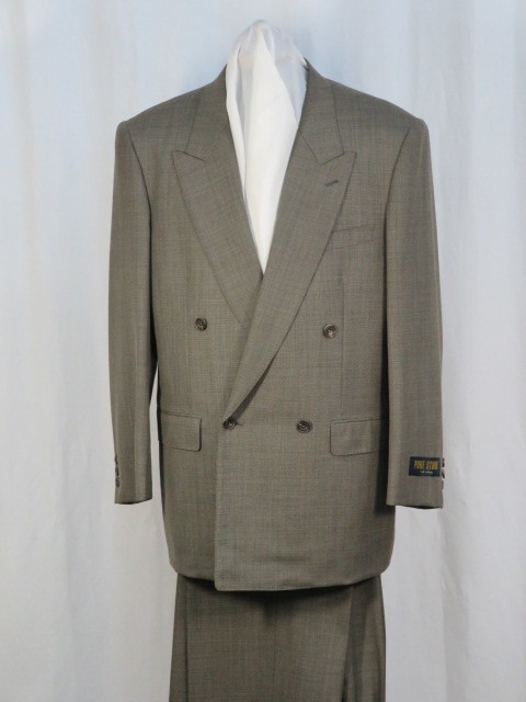 ★☆ AB6-90 ダブル4B×1ピーク衿スーツ 新品 春夏 金茶系 日本製 ☆★拍卖