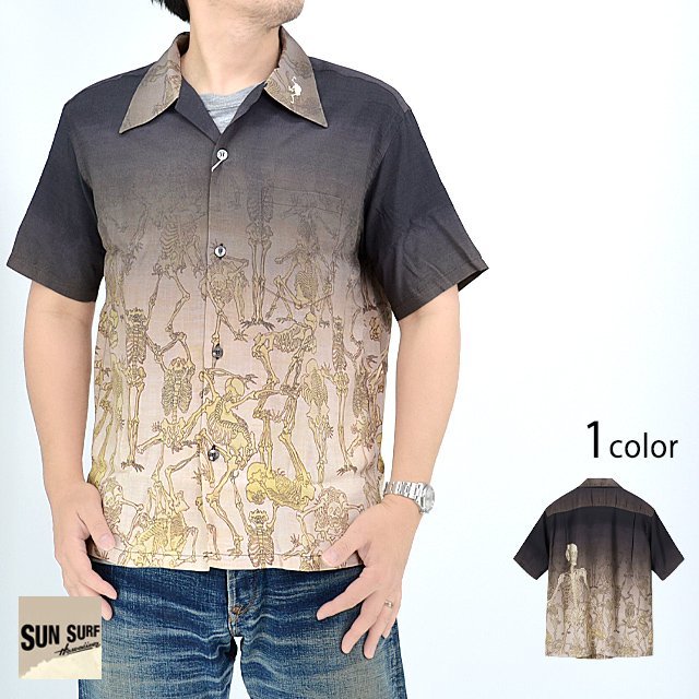 SUN SURF × 河鍋暁斎 SPECIAL EDITION 「画鬼狂斎」アロハシャツ◆SUN SURF ブラックSサイズ SS39129 サンサーフ 和柄 和風 日本製拍卖