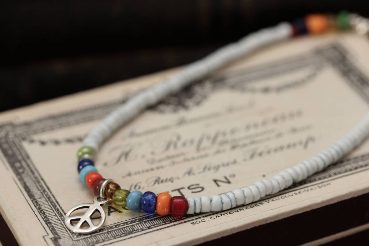 *藍染シェル&ピースマークチャームアンクレット拍卖