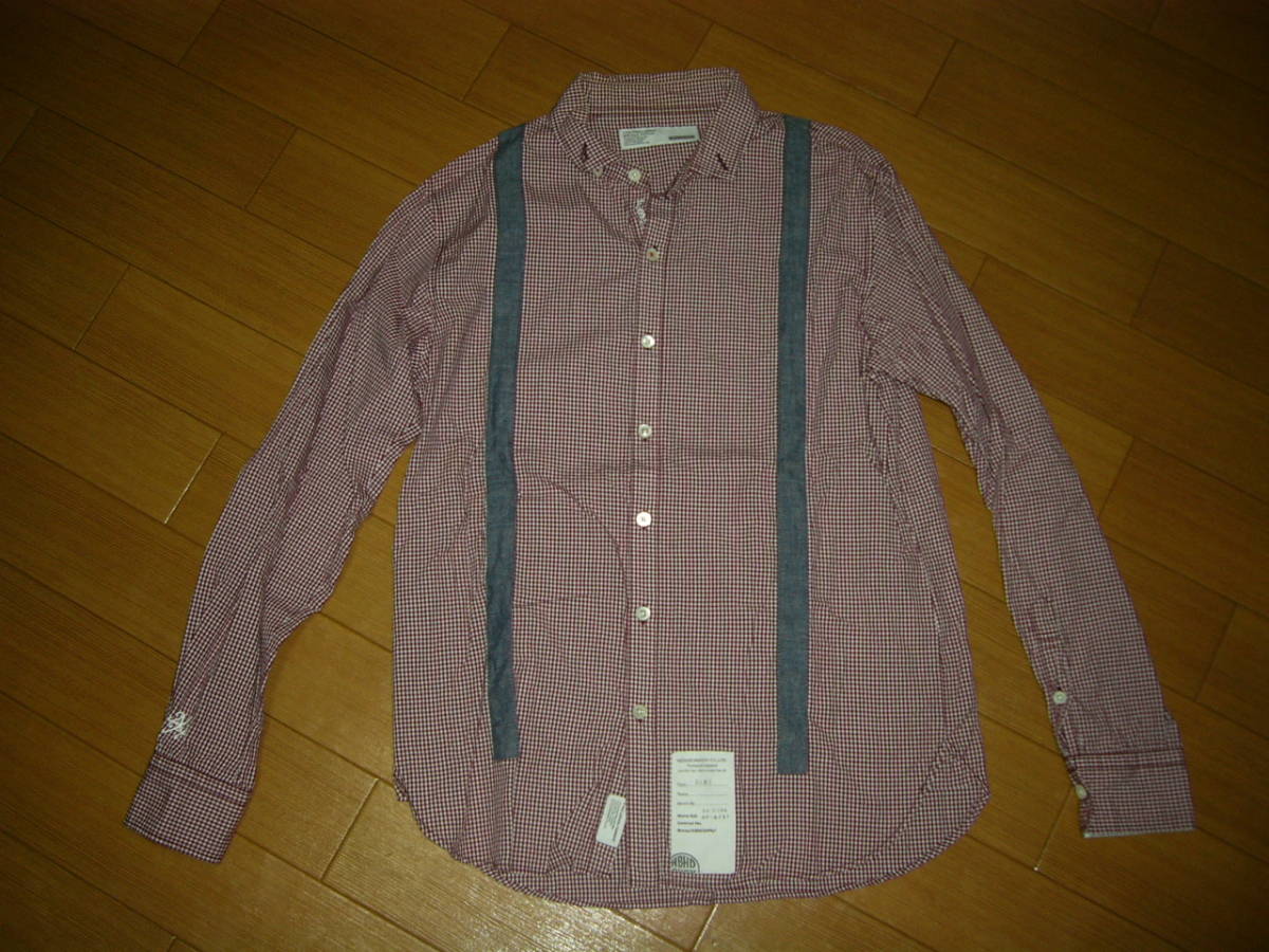 ネイバーフッド NEIGHBORHOOD サスペンダー チェックシャツ S 赤白 / SUS ギンガムチェック 薄手拍卖