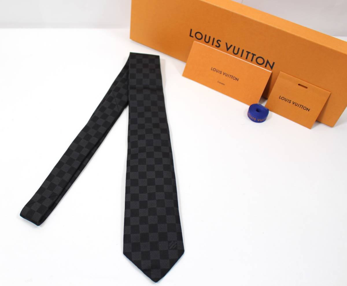 Y5793#◆中古品◆ルイ・ヴィトン クラヴァット・ダミエ クラシック ネクタイ M78752 ブラック系拍卖
