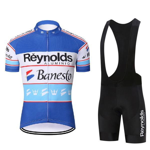 新品 レトロデザイン 上下セット No63 Lサイズ スペイン サイクルジャージ ウェア 半袖 メンズ サイクリング MTB ロードバイク 自転車拍卖