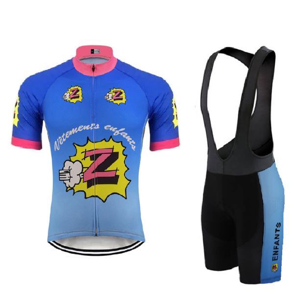 新品 レトロデザイン 上下セット No53 XXLサイズ フランス サイクルジャージ ウェア 半袖 メンズ サイクリング MTB ロードバイク 自転車拍卖