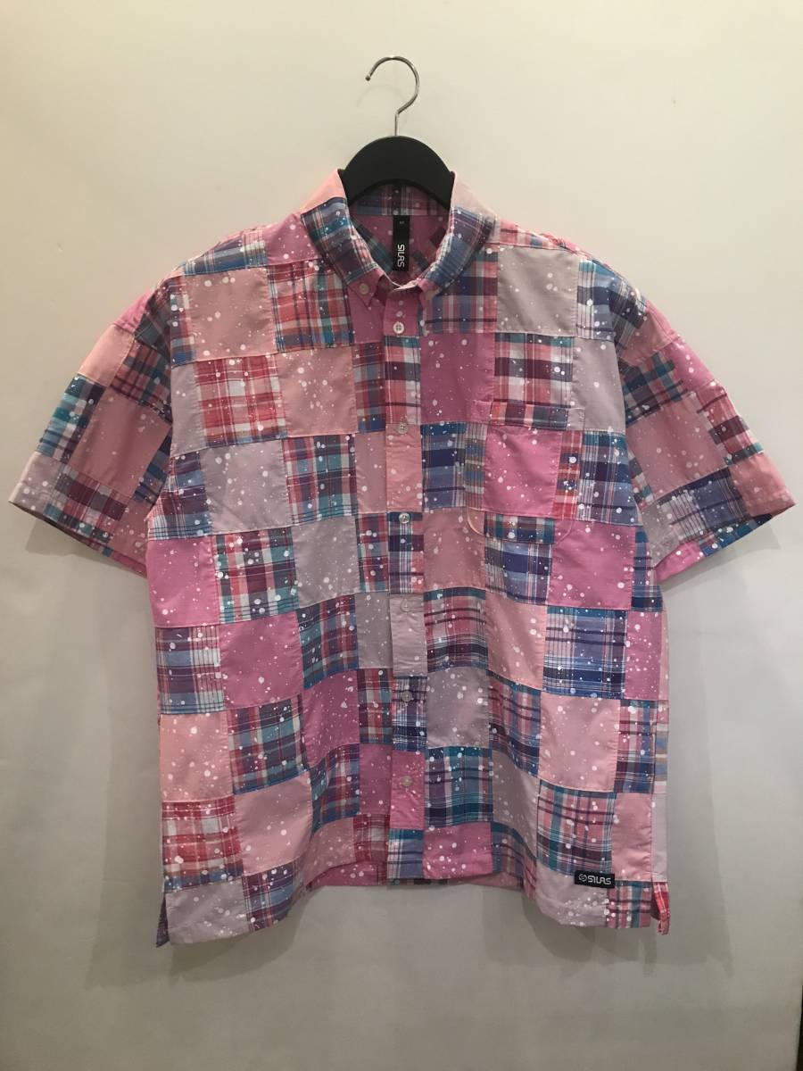 SILAS サイラス SPLASH半袖シャツ PINKMサイズ ブラック スプラッシュ柄スプラッシュ拍卖