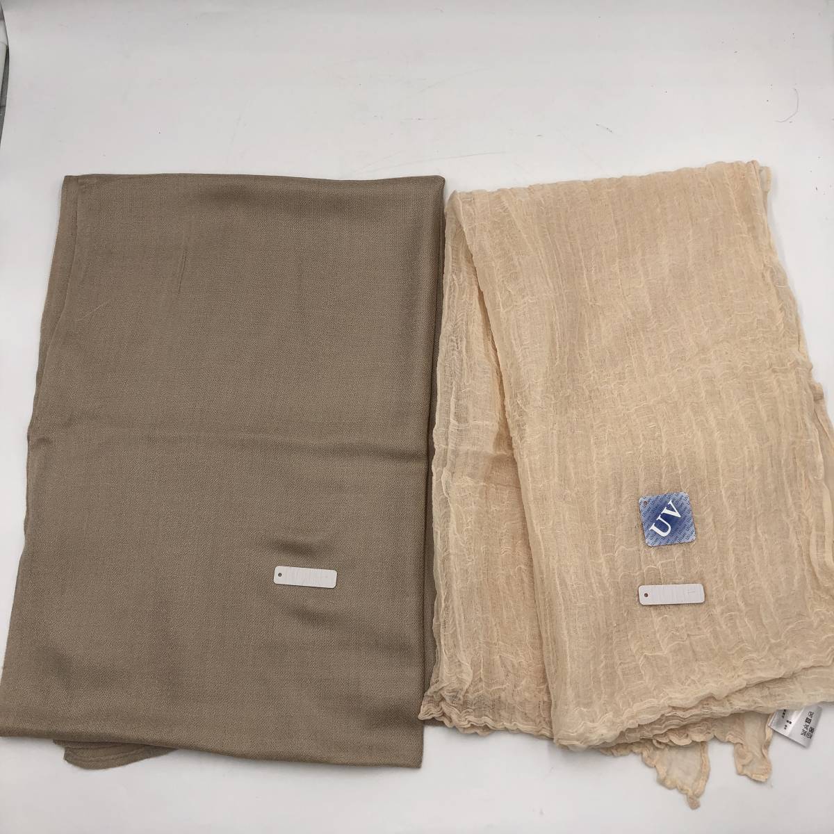 【美品】★nouer/ヌエール★大判ストール 2枚セット ベージュ/ライトブラウン 60㎝×190㎝/70㎝×200㎝拍卖