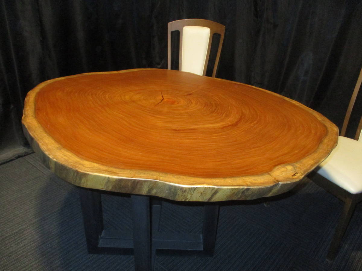 #904■ ブビンガ 輪切り 丸テーブル 無垢 テーブル 板 一枚板 ローテーブル ダイニングテーブル  座卓 天板 カフェテーブル拍卖