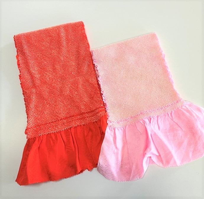 花とら●リサイクル和装小物 帯揚げ 総絞り 絞り 振袖 華やか 橙 ピンク リメイク 細工物用 素材用 230722-14拍卖