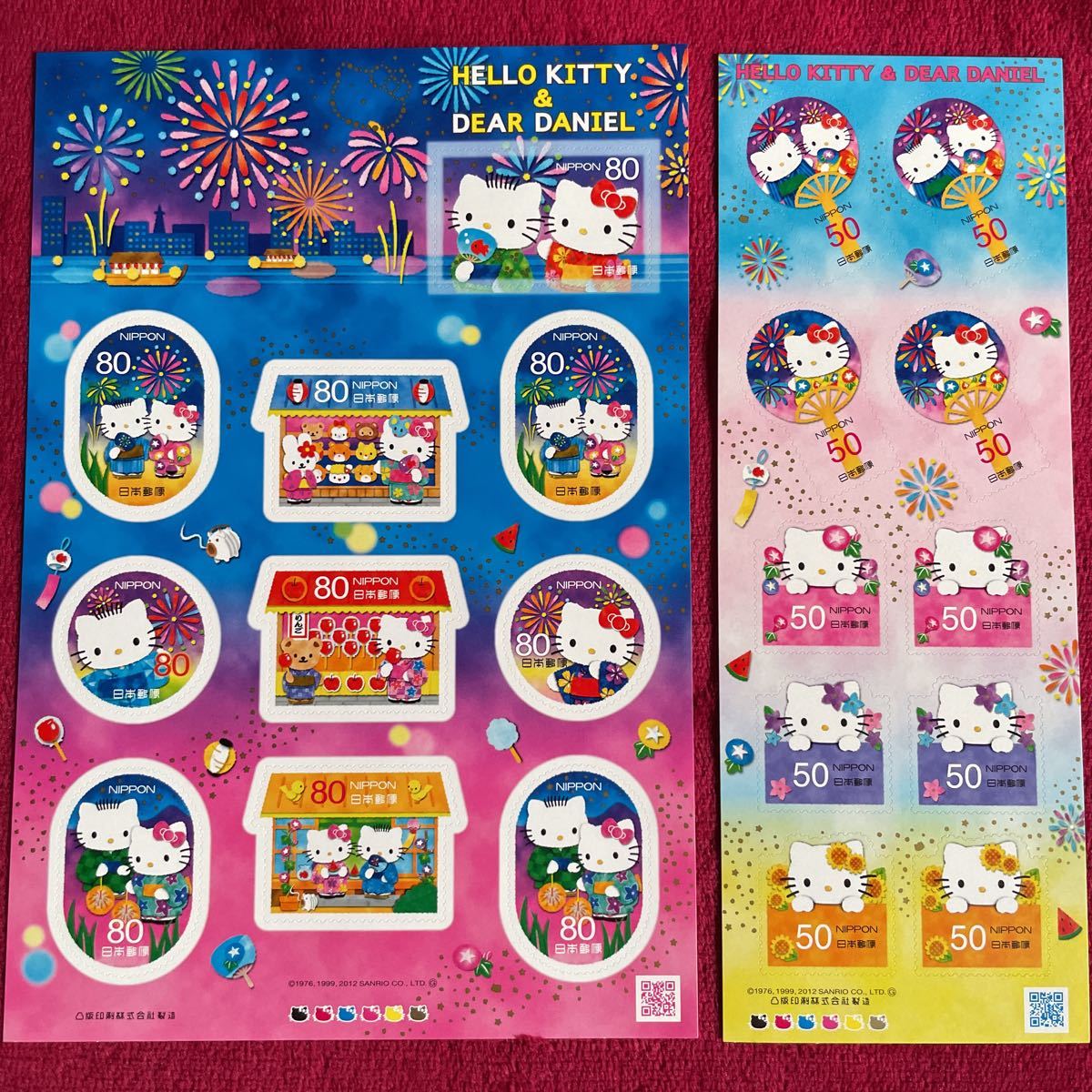 2012年 平成24年 特殊切手HELLO KITTY & DEAR DANIEL ハローキティ ディアダニエル 記念切手 シール切手 夏のグリーティング切手 サンリオ拍卖