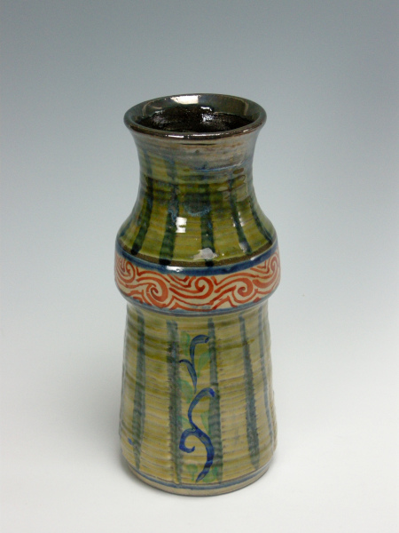 仁王窯 小橋川つる子 作 呉須赤絵立型花瓶拍卖