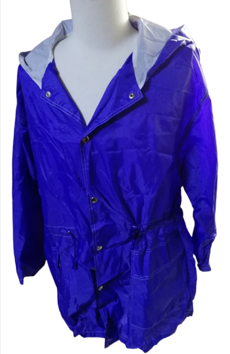 【未使用】9~11R レディース レインコート ナイロン 100% パープル 収納袋 付き! ジャンパー アウター拍卖