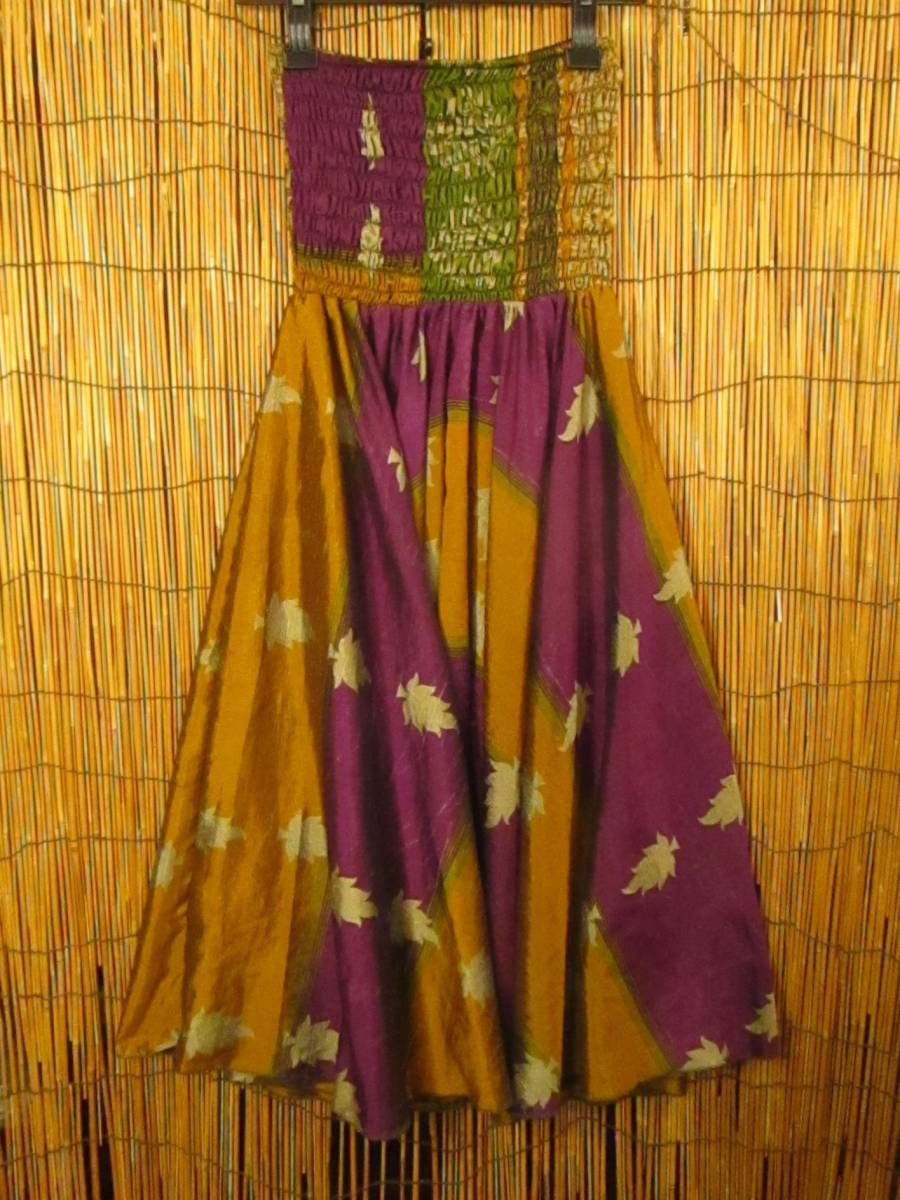 ④新品*サリー生地*ポリエステル素材*2WAY*ボリューム満点*ロングスカート拍卖