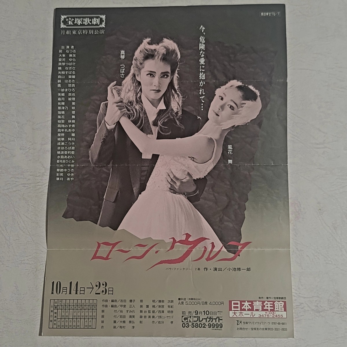 希少!宝塚劇場チラシ 月組「ローン・ウルフ」真琴つばさ 風花舞 (B5サイズ)拍卖