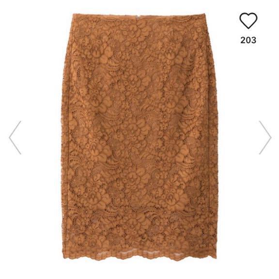 GU/ジーユー レースタイトスカート S ブラウン拍卖