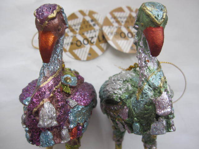 新品同様 フランフラン キラキラ グリッター オーナメント 2種類セット フラミンゴ バード 鳥 オーロラカラー インテリア雑貨拍卖