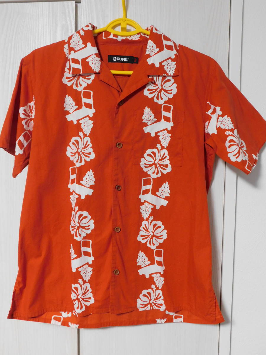 CUNE 台車 アロハシャツ サイズ2 綿100% 2012 s/s 日本製 キューン うさぎ ウサギ拍卖
