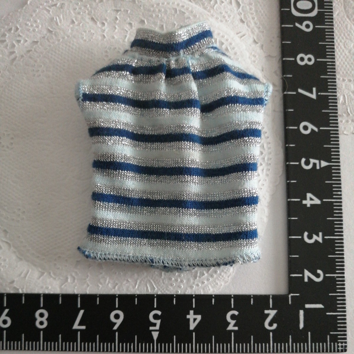 3r0 ドール用 トップス Tシャツ フレンチスリーエフ ノースリーブ ハイネック 水色 ボーダー momoko ピュアニーモ リカちゃん 1/6ドール拍卖