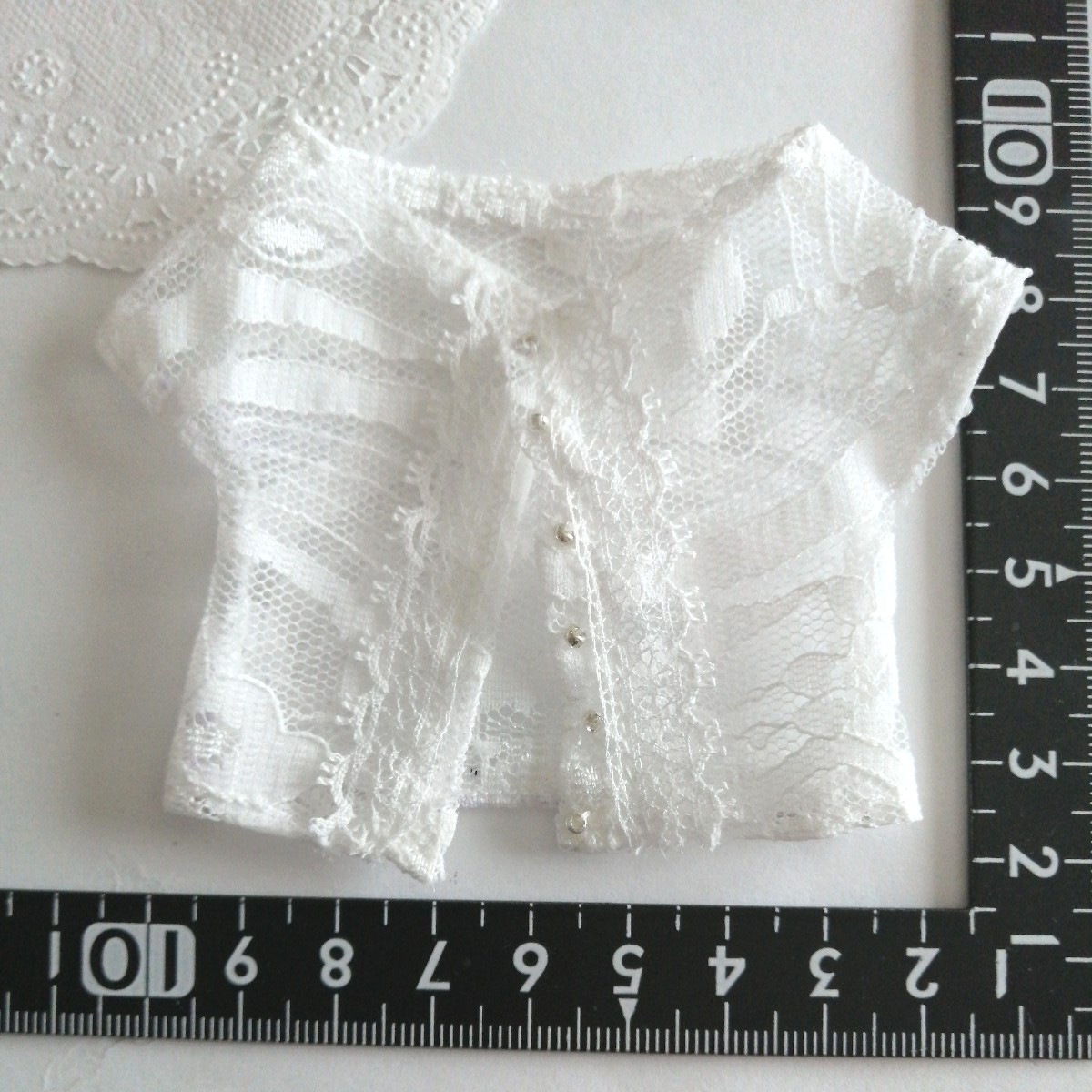 tia*゜ ドール用 レース 半袖 カーディガン 白 タミーちゃん TBleague s24 s50 透け トップス拍卖