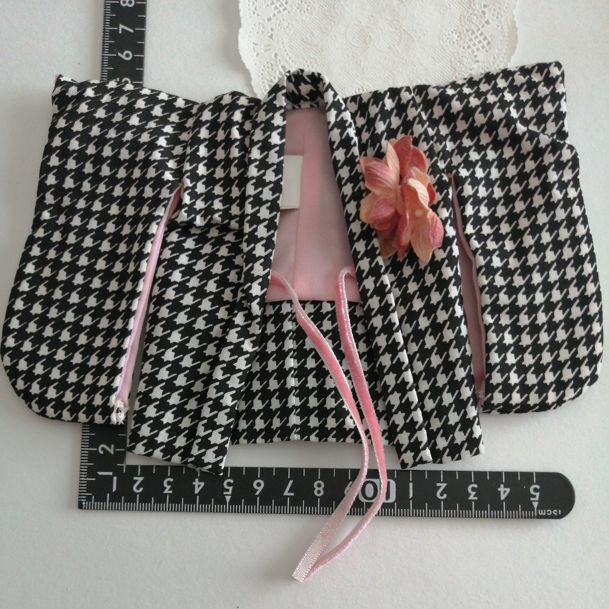 3r726 ドール用 着物用 羽織のみ ブライス おでかけキモノ娘 千鳥柄 お花コサージュ 1/6ドール拍卖