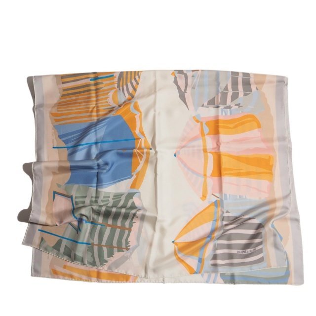 K9284P ▼HERMES エルメス▼ 新品同様 22SS レクタングル ノルマンディー海岸の魅力 90×180 大判 シルクストール スカーフ マルチ rb mks拍卖