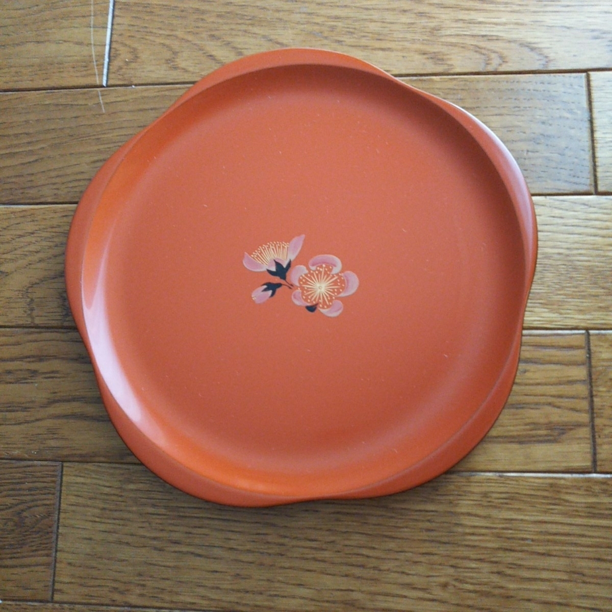 輪島塗り お盆 梅 朱赤 トレー 軽量拍卖