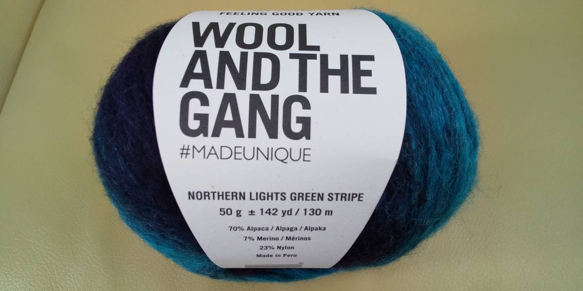 ★毛糸 ウール & ザ・ギャング WOOL AND THE GANG 【FEELING GOOD YARN】 NORTHERN LIGHTS GREEN STRIPE アルパカ & メリノウール★拍卖