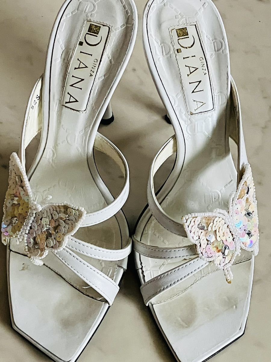 【DIANA】ダイアナ ホワイト サンダル 24㎝拍卖
