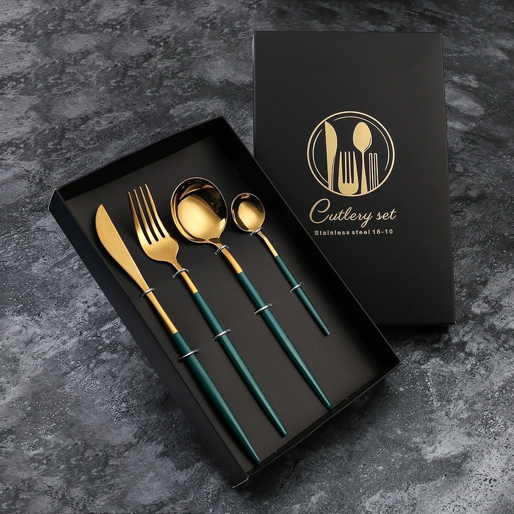 ZPT591☆新品4点セットクチポール風 テーブルスプーン フォーク 洋食器 カトラリー カラーC拍卖