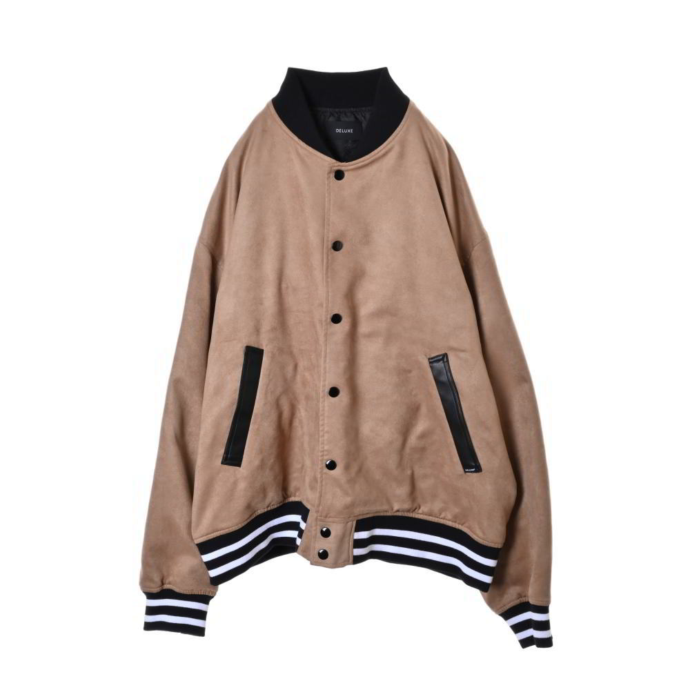 美品 Deluxe ROUGH RIDER マイクロスウェード バーシティ ジャケット L ブラウン デラックス KL4CA2BC95拍卖