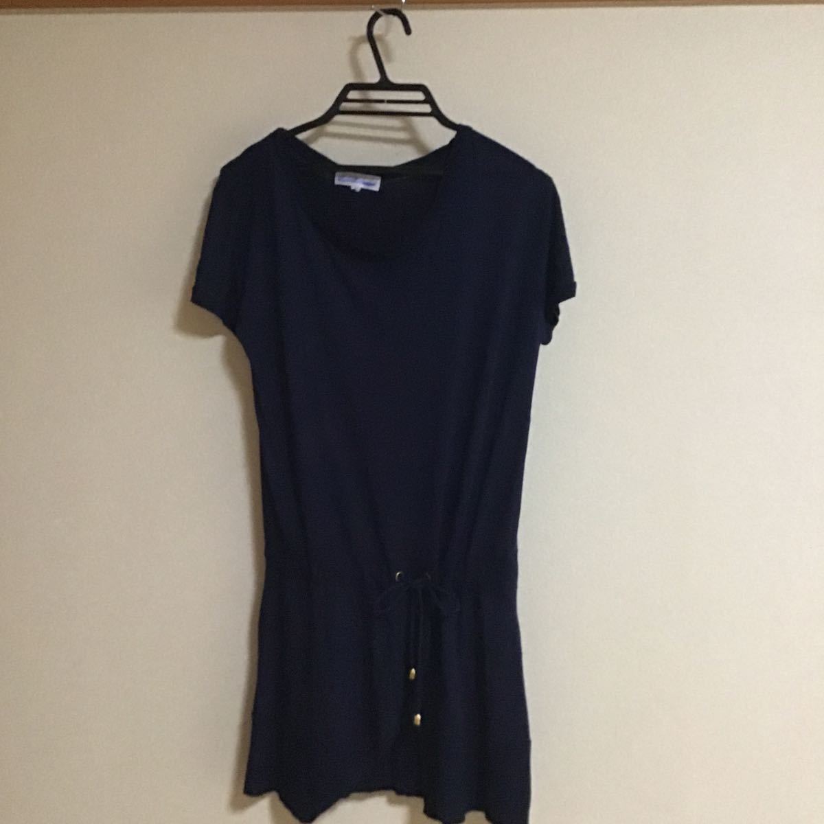 ワンピース チュニック 9号 紺色 トップス フレンチスリーブ チュニックワンピース 半袖拍卖