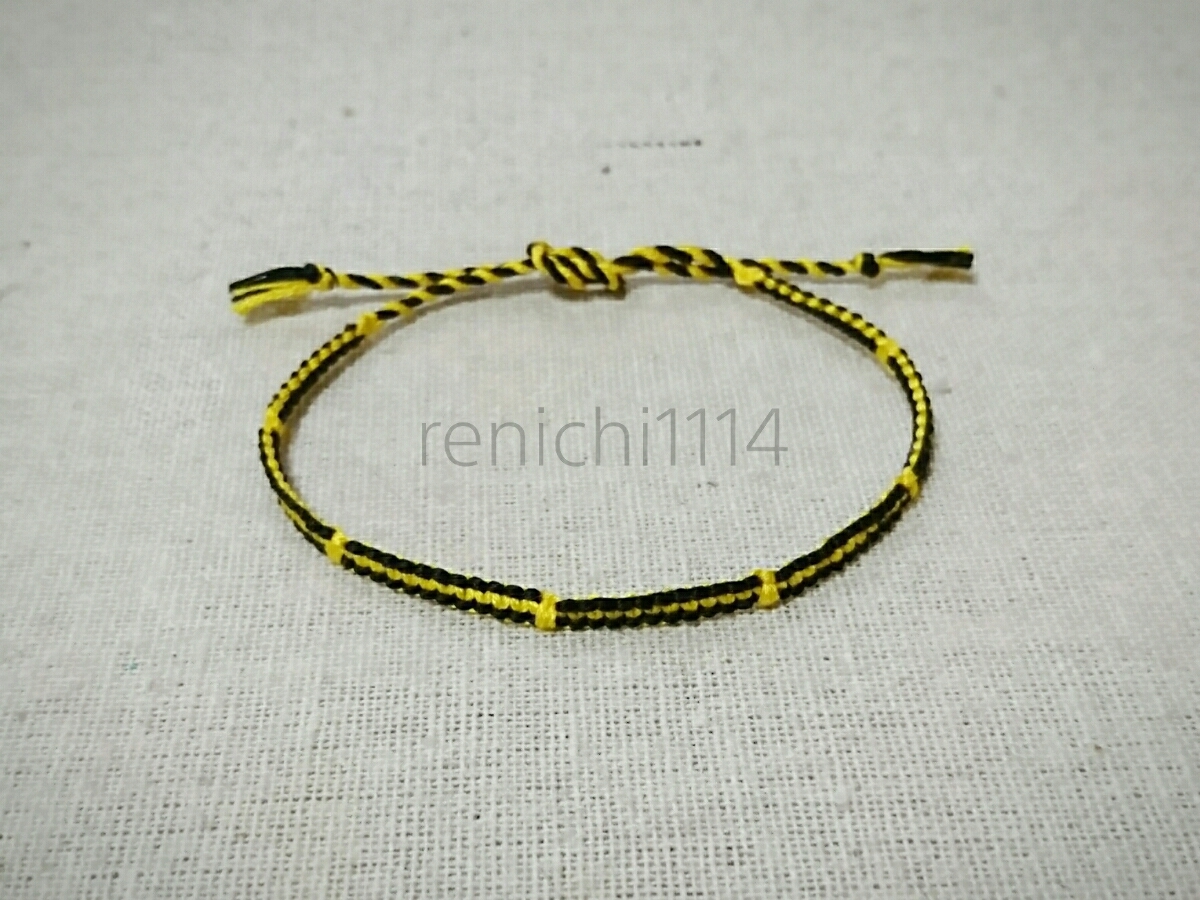 ミサンガ☆リバーシブル □黄色&黒☆アンクレット☆ブレスレット拍卖