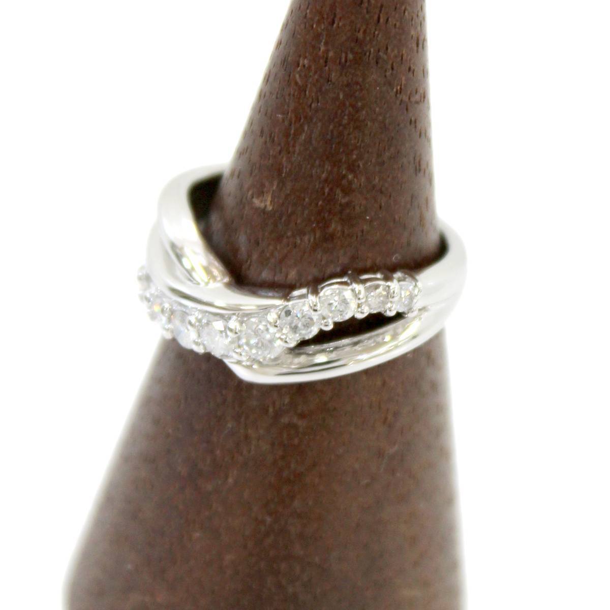 Pt900/プラチナ ダイヤリング D計0.50ct 10号 重量 6.5g HO 磨き仕上げ品 Aランク拍卖