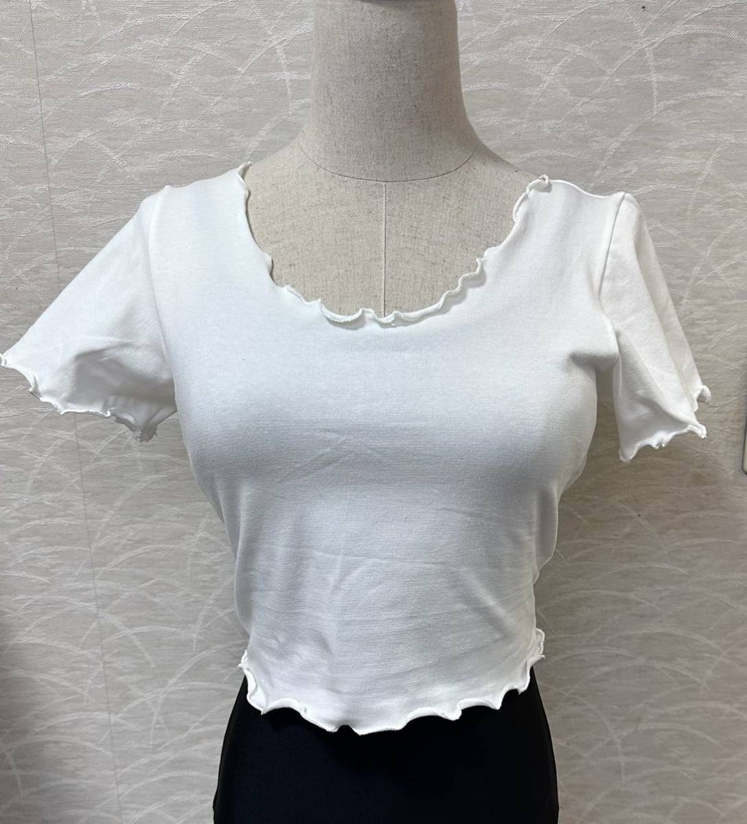 バレエ 半袖ショートトップス オフホワイト L拍卖