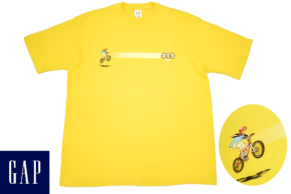 Y-6254★送料無料★超美品★GAP ギャップ★メキシコ製 マウンテンバイク イエロー黄色 半袖 T-シャツ XXL(14-16) 160cm拍卖