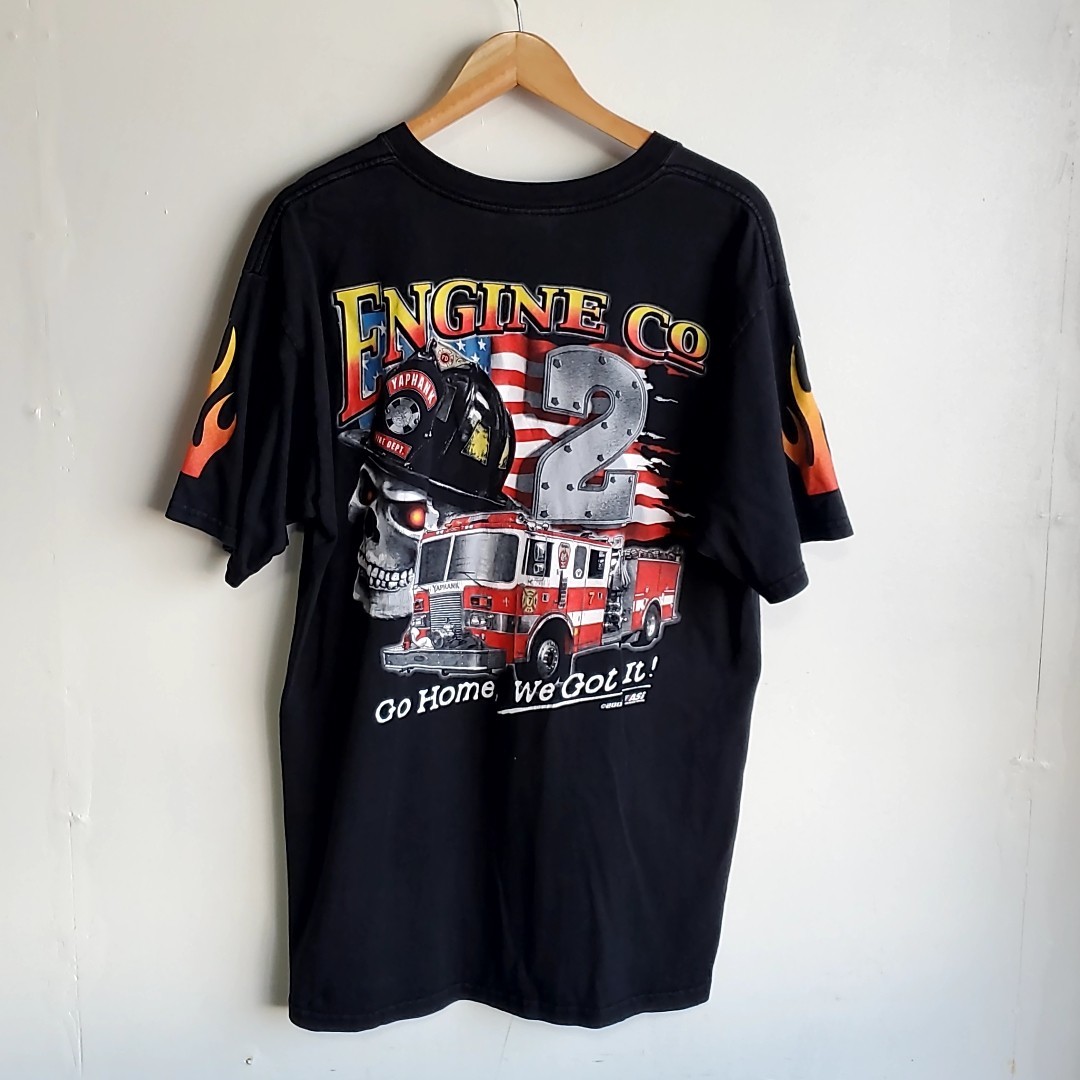 A30◆ASI SPORTSWEAR 半袖Tシャツ sizeL ブラック 黒 GILDAN スカル プリント 2002 中古 USED 古着拍卖