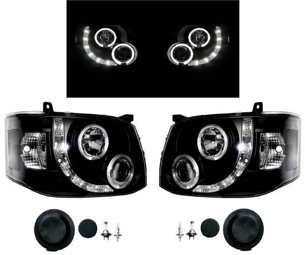 ハイエース 200系 3型 KDH211K KDH221K LED イカリング プロジェクター インナーブラック ヘッドライト HID ハロゲン 左右 台湾製拍卖