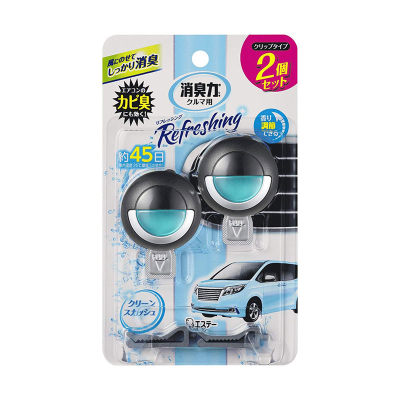 消臭剤 クルマの消臭力 クリーンスカッシュ 3.2ml×2個 エアコンルーバー取付 車用 カビ臭にも エステー 16073拍卖