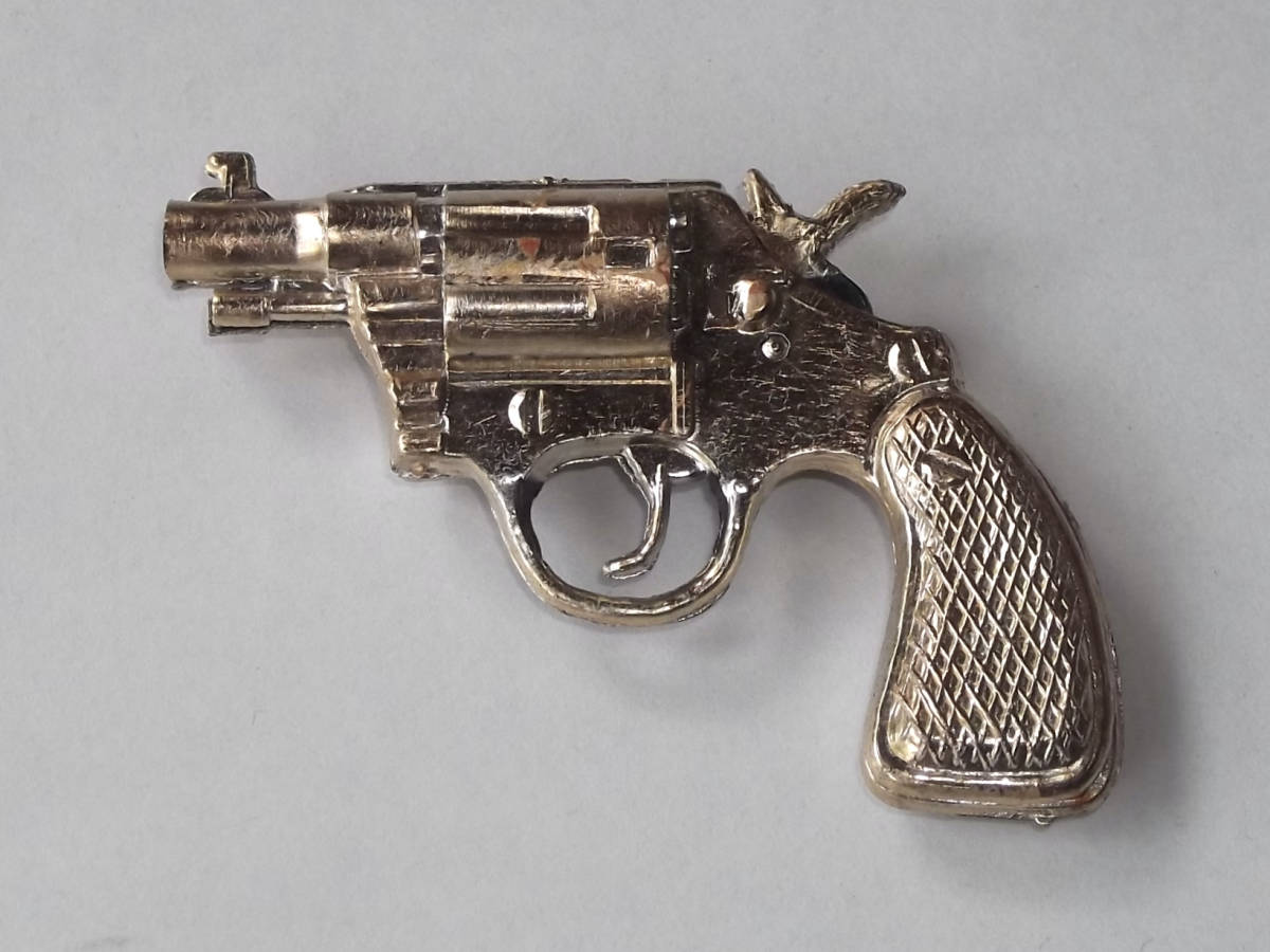 昭和 レトロ チープ プラ製 拳銃 駄玩具 60s メッキ色 セルロイド ミニチュア ピストル ビンテージ拍卖