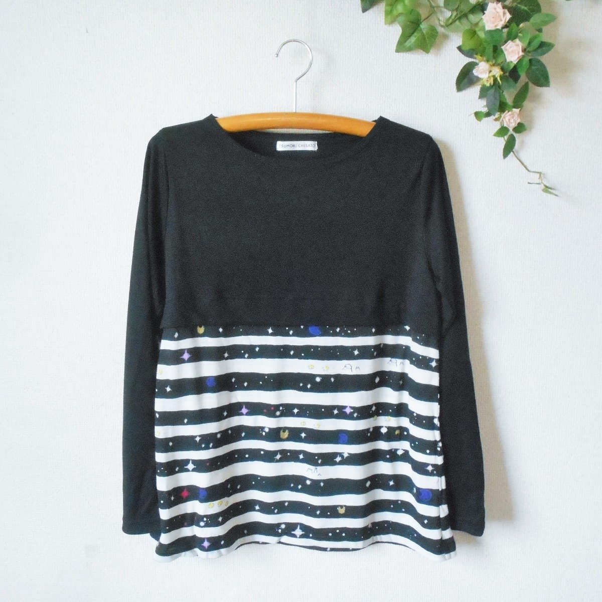 ツモリチサト TSUMORI CHISATO ニットソー カットソー レディース 2 春 秋 宇宙柄 上下 切替 日本製拍卖