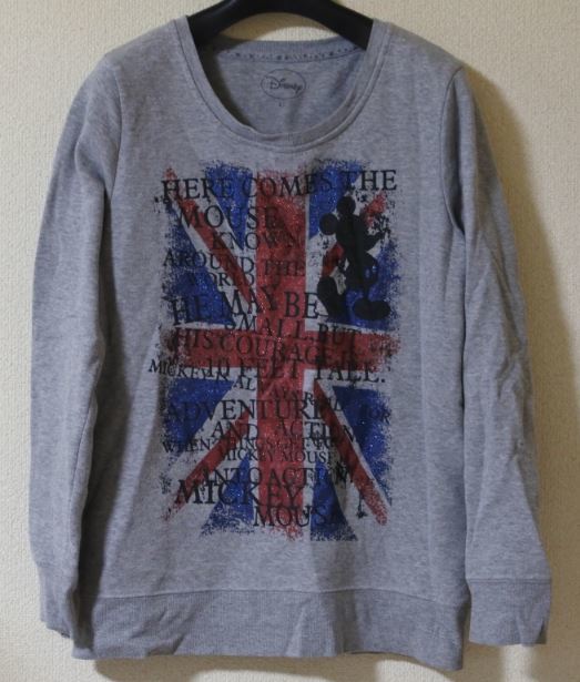 Disney ディズニー トレーナー グレー 長袖 ミッキー Lサイズ ymdnrk k f0707拍卖
