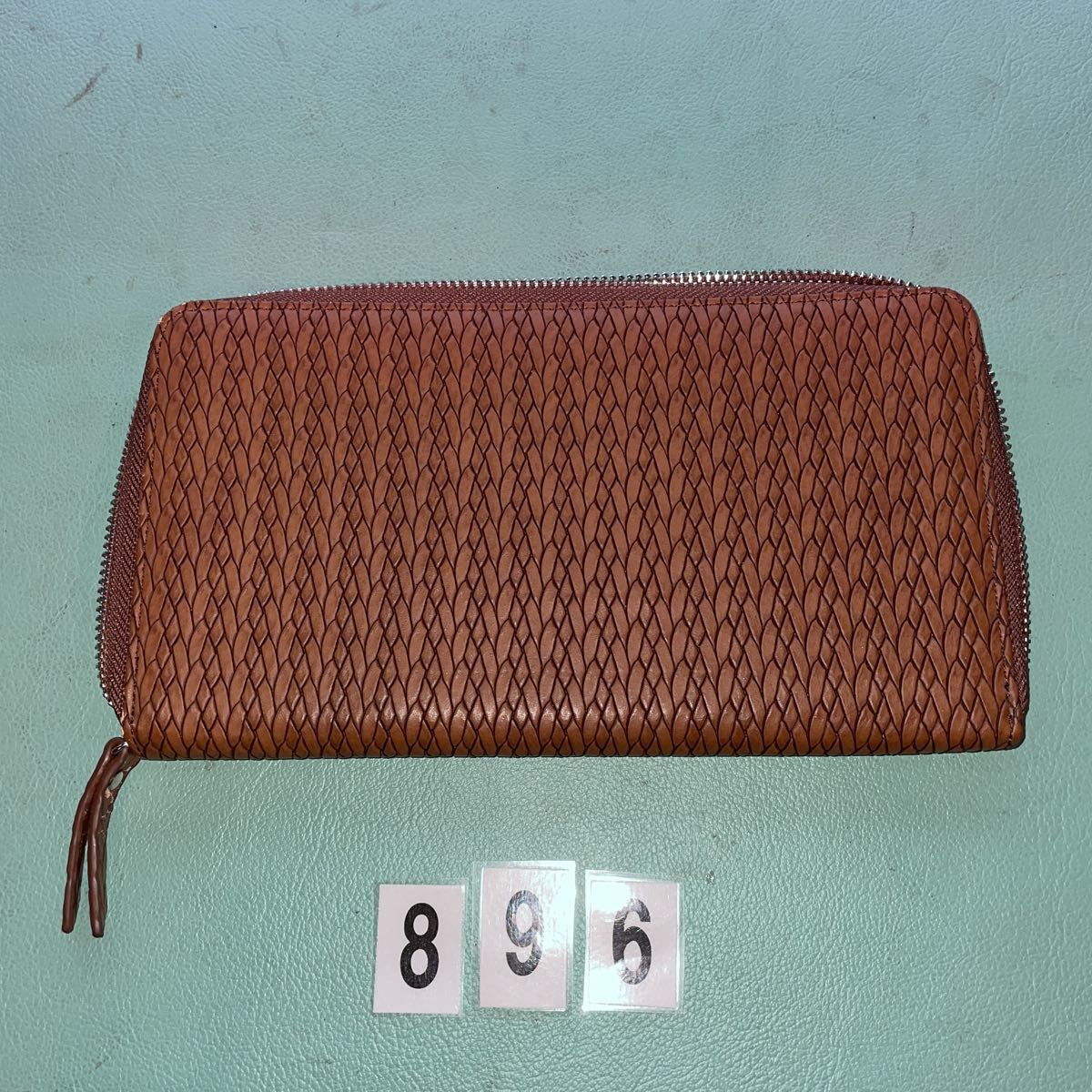 未使用 ZARA MAN 長財布 カードケース イントレチャート風 縦 13cm 横 23.5cm ダークブラウン 合皮 NO.896拍卖
