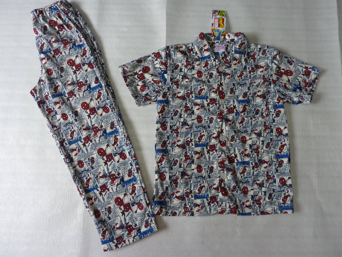 ★SALE★MARVEL マーベルコミックス☆総柄パジャマ【半袖】★お洒落ナイトウェア☆★キッズサイズ130★着心地抜群★新品未使用タグ付き★★拍卖