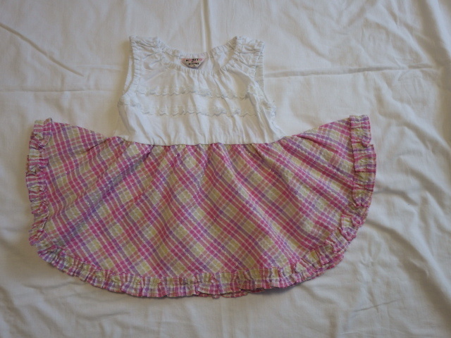 KOBITONOKUNI 小人の国 キッズ ベビー 女の子 ワンピース ノースリーブ 90㎝ 切り替えデザイン チェックスカート拍卖