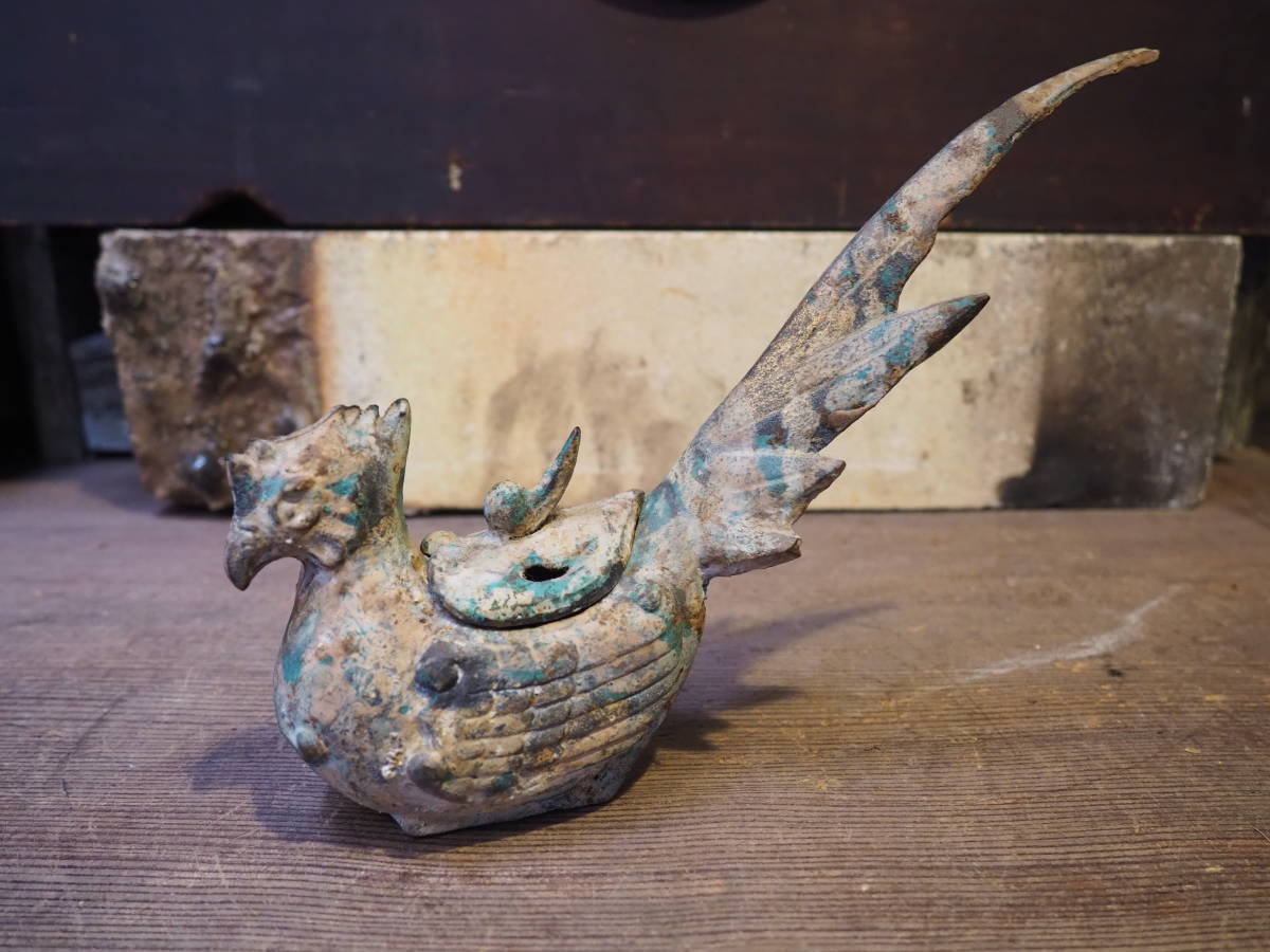 【鳥型の香炉】香合茶道華道香道古道具アンティーク骨董インテリア青銅器インダストリアル拍卖