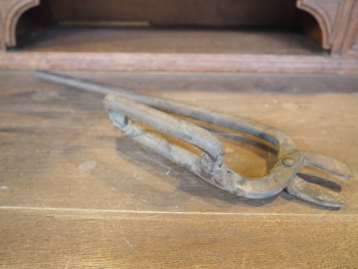 【アイアンのごついペンチ】古道具アンティーク骨董インテリア火挟みインダストリアル工業系シザー鉄製昭和レトロ拍卖