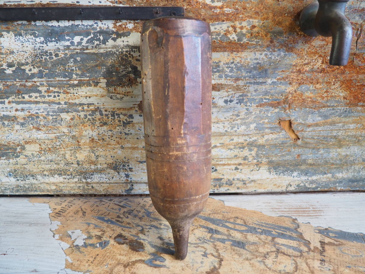 【フランス蚤の市木製のナイフケース】山仕事オールドチーク古道具アンティーク骨董インテリア鉈インダストリアル花瓶ドライフラワー拍卖