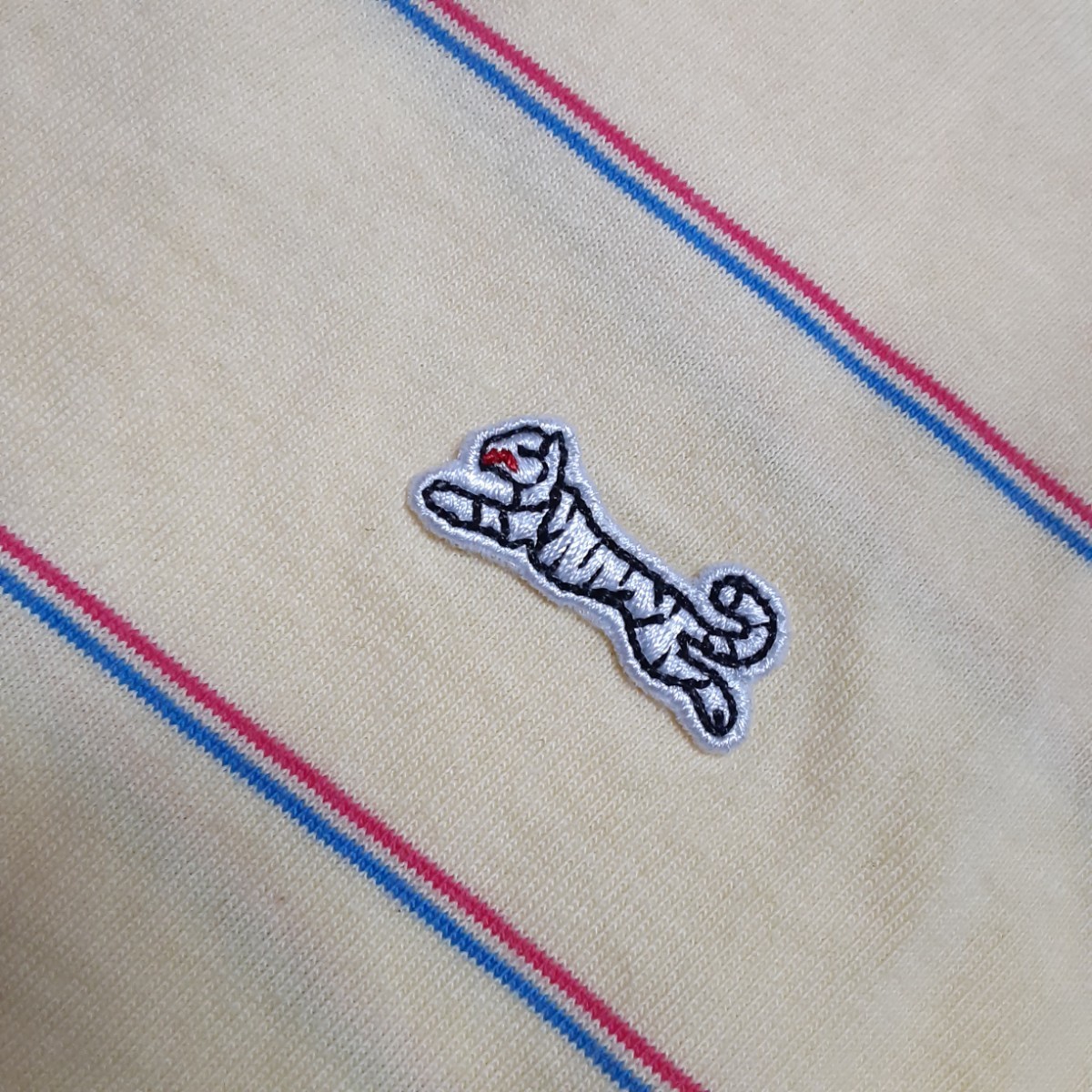 最値!新品!デッドストック!復刻タイガーロゴ!希少旧タグ!アメリカ発ブランド!ルティグレ高級ポロシャツ!ボーダー柄×イエロー!黄色 Sサイズ拍卖