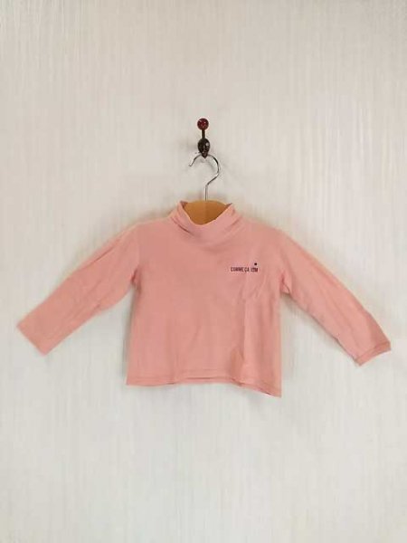 KU0604 ○送料無料 古着 COMME CA ISM コムサイズム キッズ 長袖 ポロシャツ サイズ90cm ピンク ハイネック 2way スナップボタン拍卖